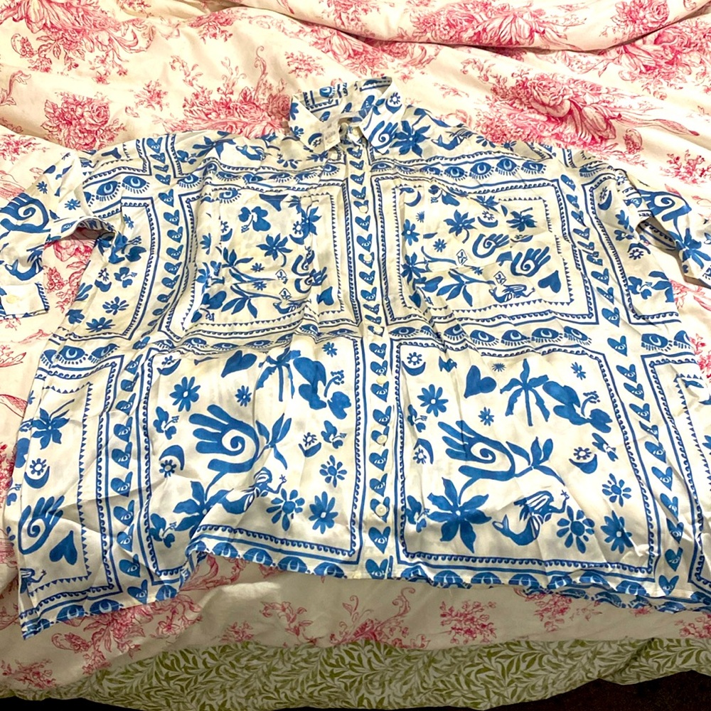 ANTHROPOLOGIE Corey Lynn Calter Long-Sleeve Printed Mini Shirt Dress size XL new